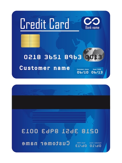 Carte di credito blu isolate sopra il vettore bianco del fondo