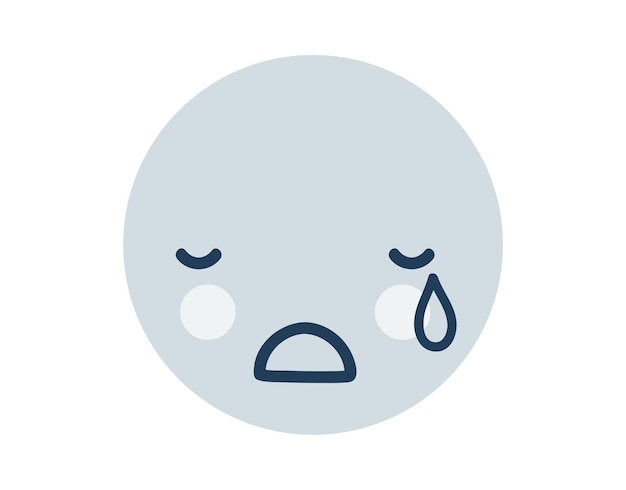 Blue crying round Emoji Icon Object Symbol flat Vector Art Cartoon element