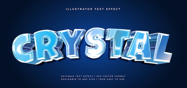 Эффект шрифта стиля текста Blue Crystal Chrome