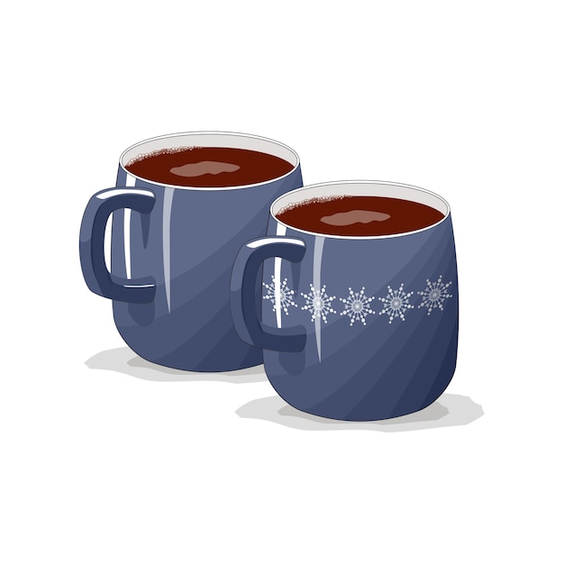 Blue cup, mug on an isolated white background. merry christmas. a cup of coffee, cappuccino, latte, espresso.