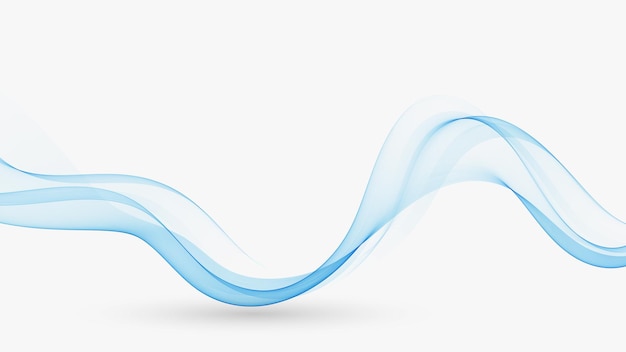 Вектор Синий кудрявый прозрачный поток волнистых линий абстрактный синий фон волны