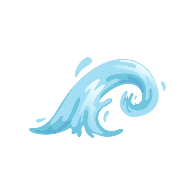 Blue curly water wave vector illustration on a white background