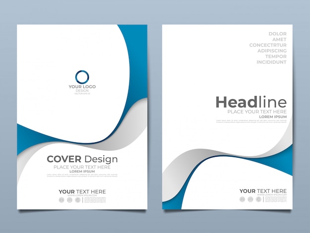 Blue curve template cover business layout.