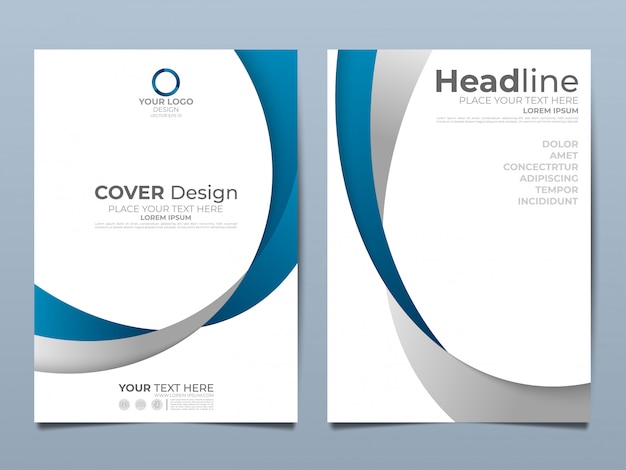 Vector blue curve template cover business layout.