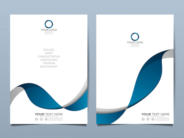 Blue curve template cover business layout.