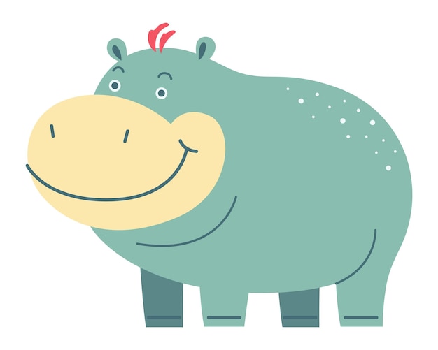 Vector blue cute african hippo character