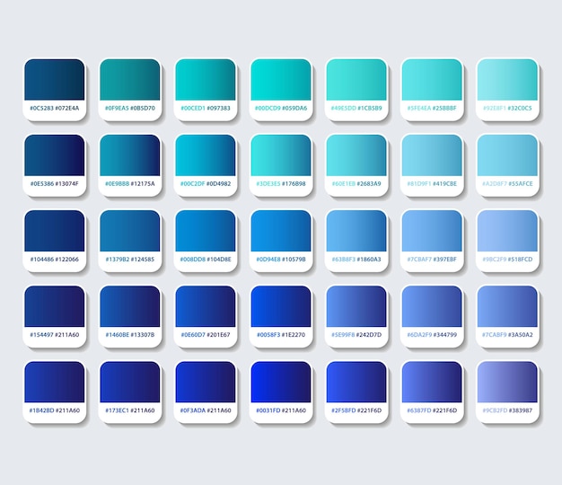 Vector blue and cyan color palette with hex