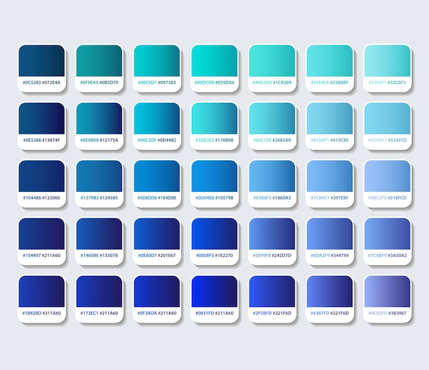 Blue and cyan color palette with hex