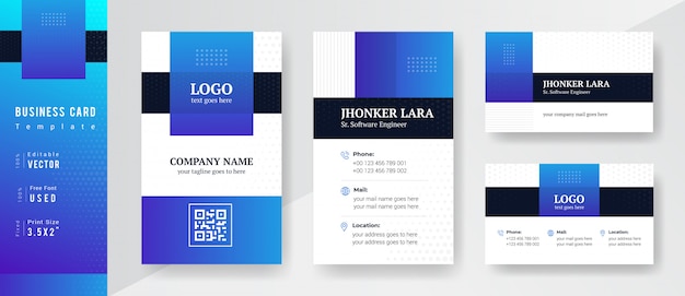 Vector blue & cyan gradient color professional business template.