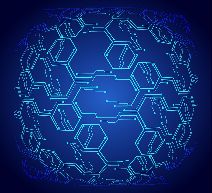Vector blue cyber circuit future technology concept background