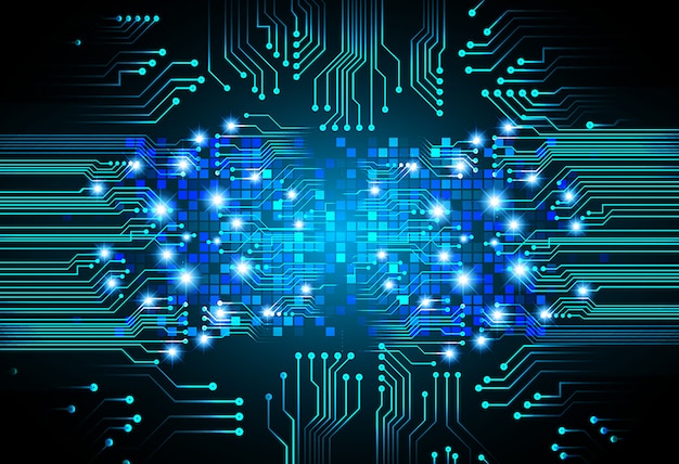 Синий кибер цепи будущей технологии концепции фон