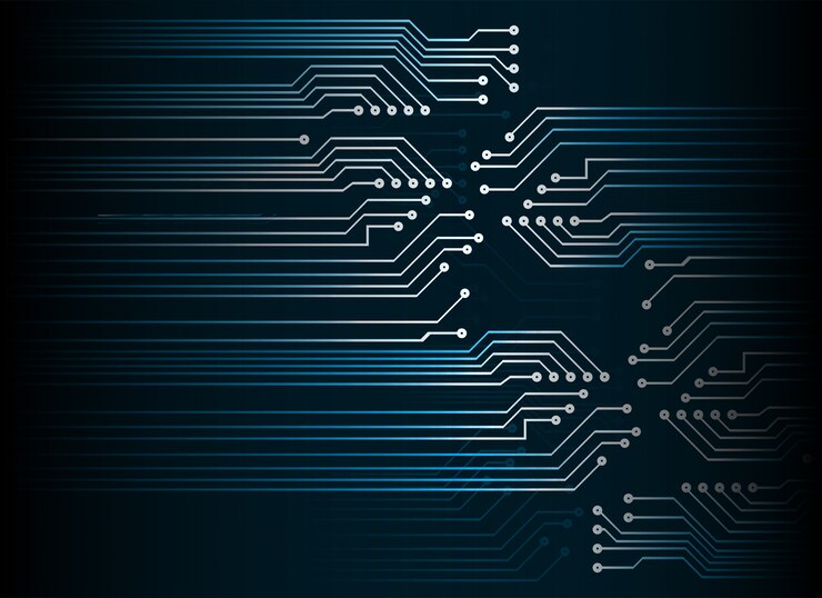 Vector blue cyber circuit future technology concept background