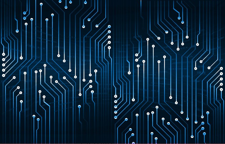 Vector blue cyber circuit future technology concept background