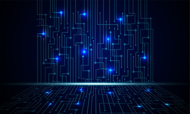 Blue cyber circuit future technology concept background