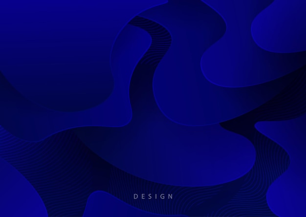 Синий темный фон с градиентом, абстрактные овальные формы, тонкие волнистые полосы