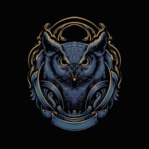 Blue dark owl vector illustration