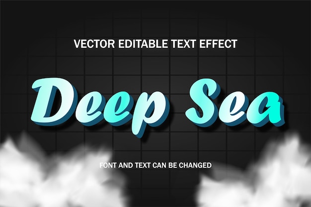 Blue deep sea typography lettering 3d editable text effect font style template background banner