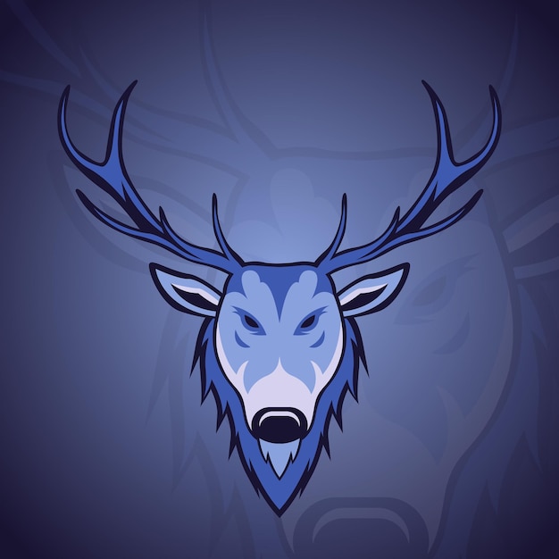 Blue deer esport-logo hertenkopillustratie voor esports-teamlogo