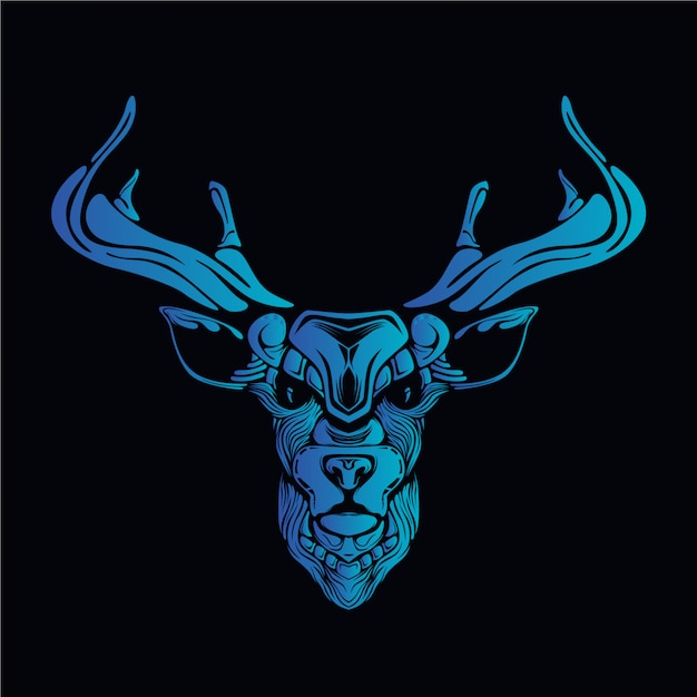 Blue deer head illustration