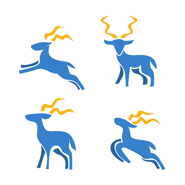 blue deer symbol vector set design