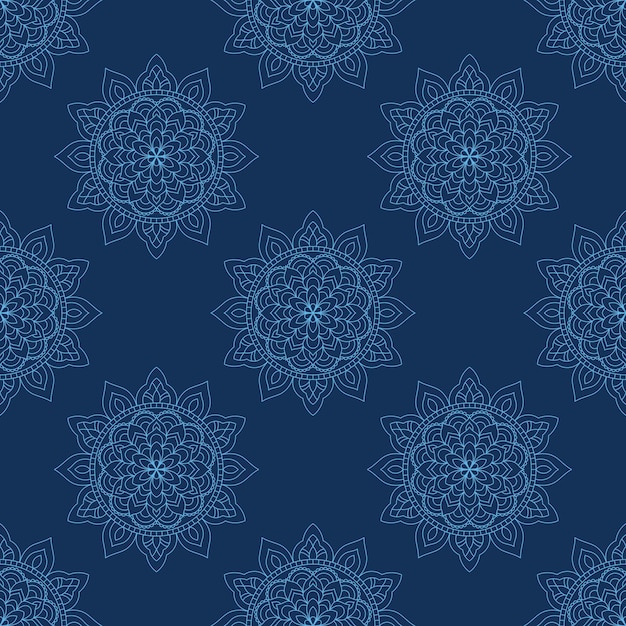 Blue delicate mandala vector pattern