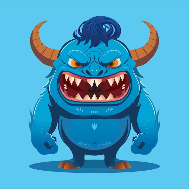Vector blue demon character vector art