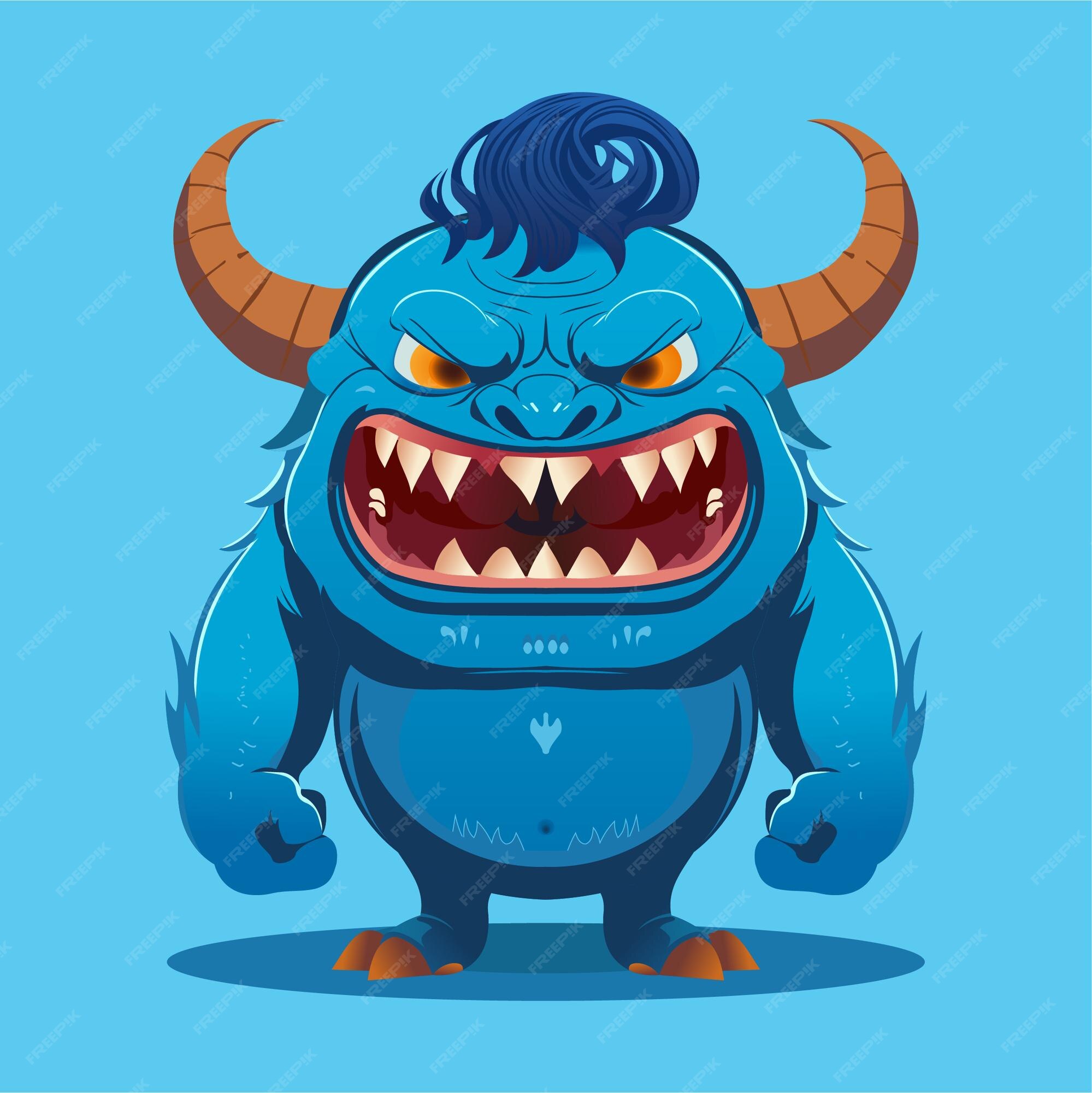 Premium Vector | Blue Demon Character Vector Art