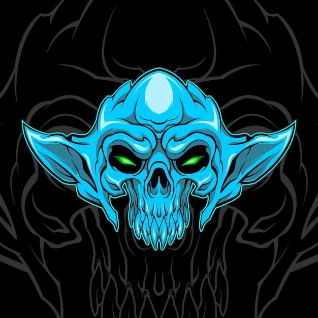 Blue demon skull