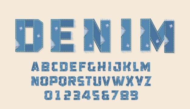 Blue denim font.