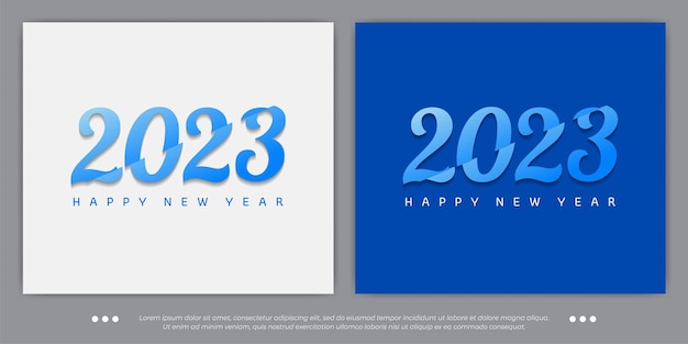 Синий дизайн 2023 с новым годом логотип с векторной иллюстрацией