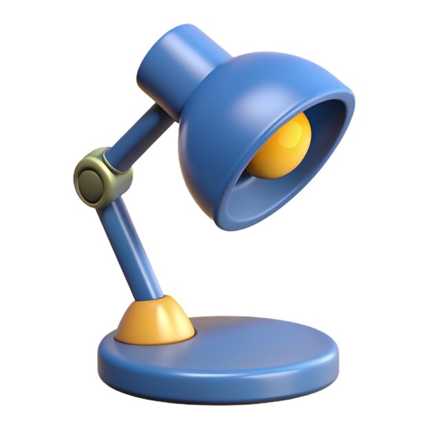 Vector a blue desk lamp with a yellow bulb on it