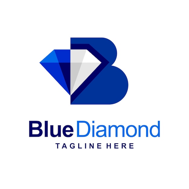 Vettore logo diamante blu con concetto di lettera b