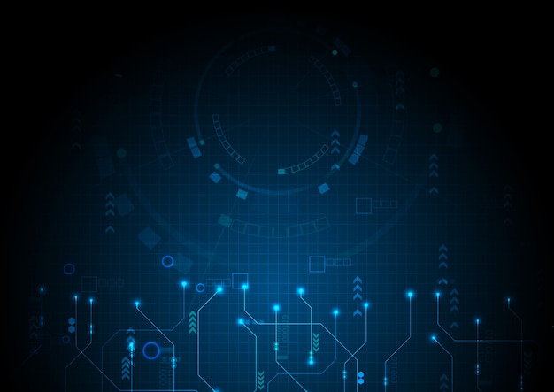 Vector blue digital data technology circuit background