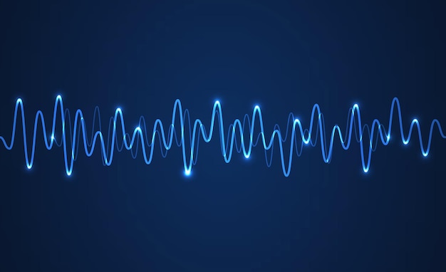 Вектор Синий фон цифровой эквалайзер. фон звуковой волны