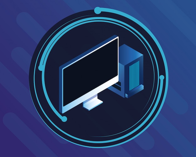 Blue digital technology round icon