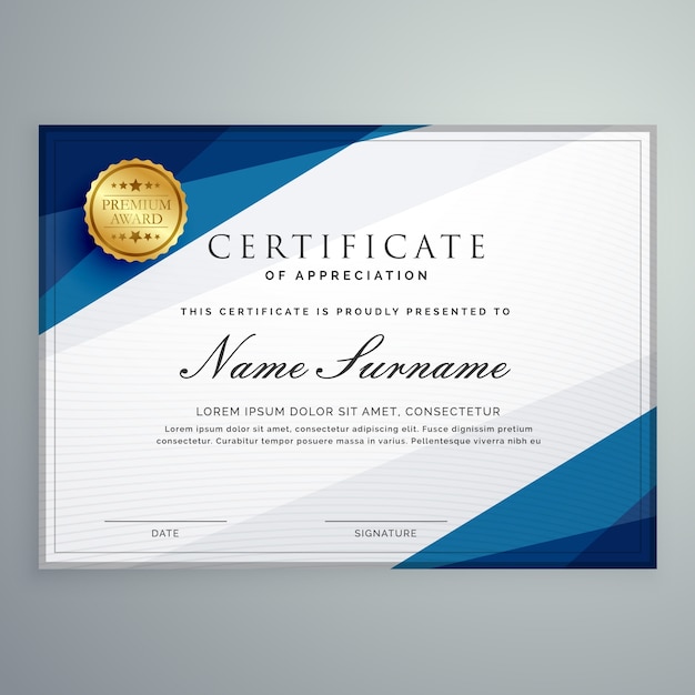 Vector blue diploma design template