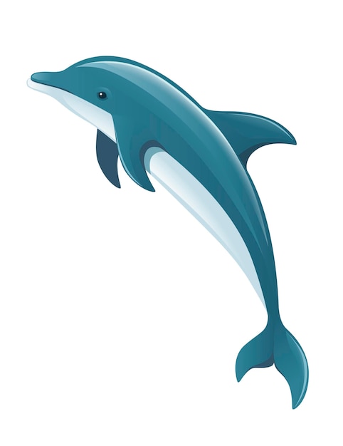 Синий дельфин мультфильм морских животных дизайн плоские векторные иллюстрации на белом фоне.