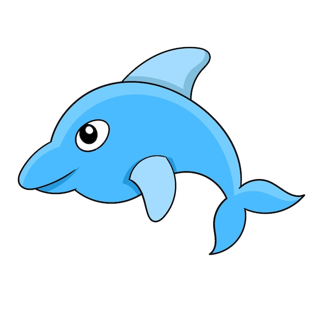 Blue dolphin jumping for joy doodle icon image kawaii