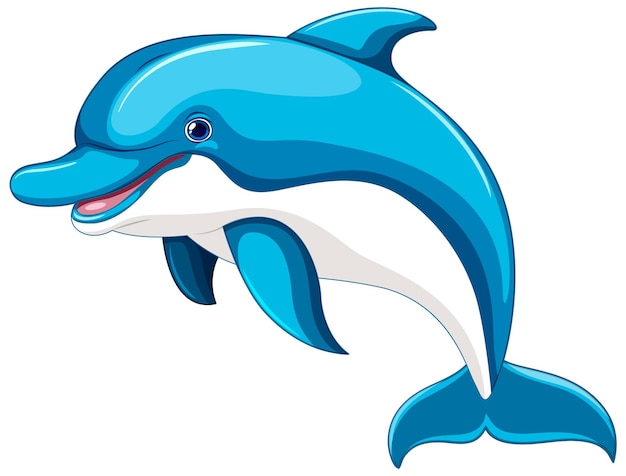 Vector blue dolphin jumping