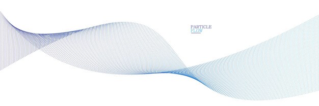 움직임 터에서 파란 점 추상적인 배경 입자 배열 파동 흐름 곡선 움직임 기술 및 과학 일러스트레이션에서 점의 선
