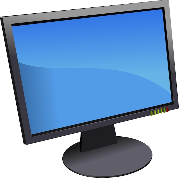 Vector blue dotted background with flat computer monitor with passenger plane display