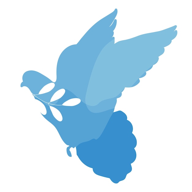 Vector blue dove of peace with olive branch vector illustration