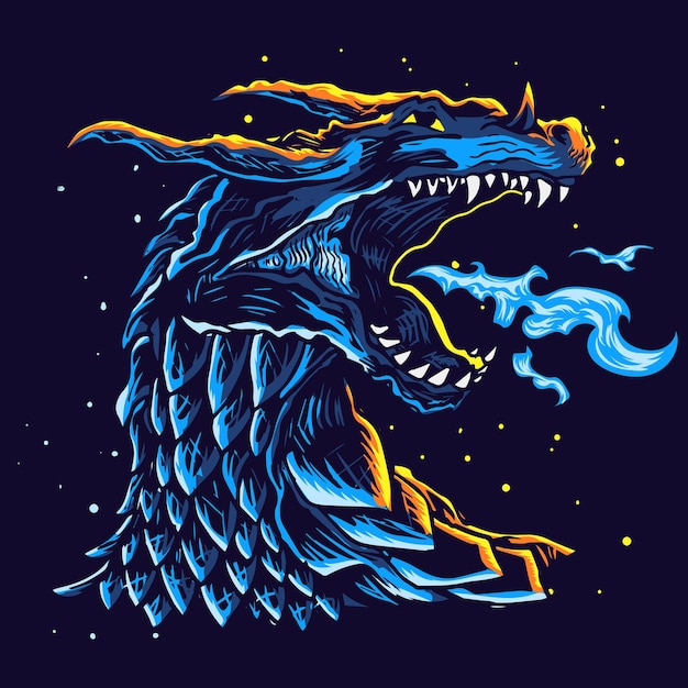 Design blue dragon head