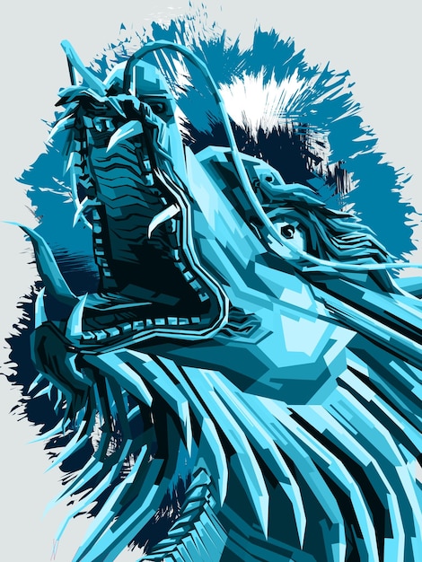 Vector blue dragon head illustration