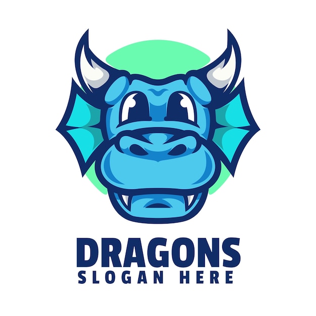 Vettore logo del drago blu con un drago blu