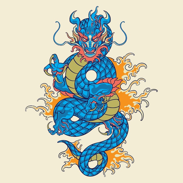 the blue dragon vector art