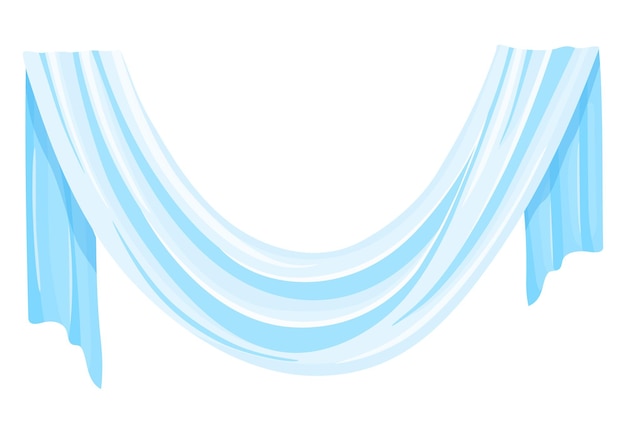 Tendaggi blu isolati su sfondo bianco. drappo per il design del tessuto in stile piatto.