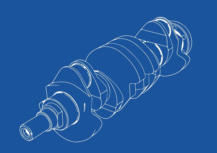 Vector a blue drawing of a drill with a blue background.