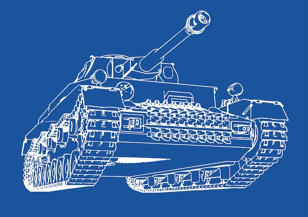 A blue drawing of a tank with the number 2 on it