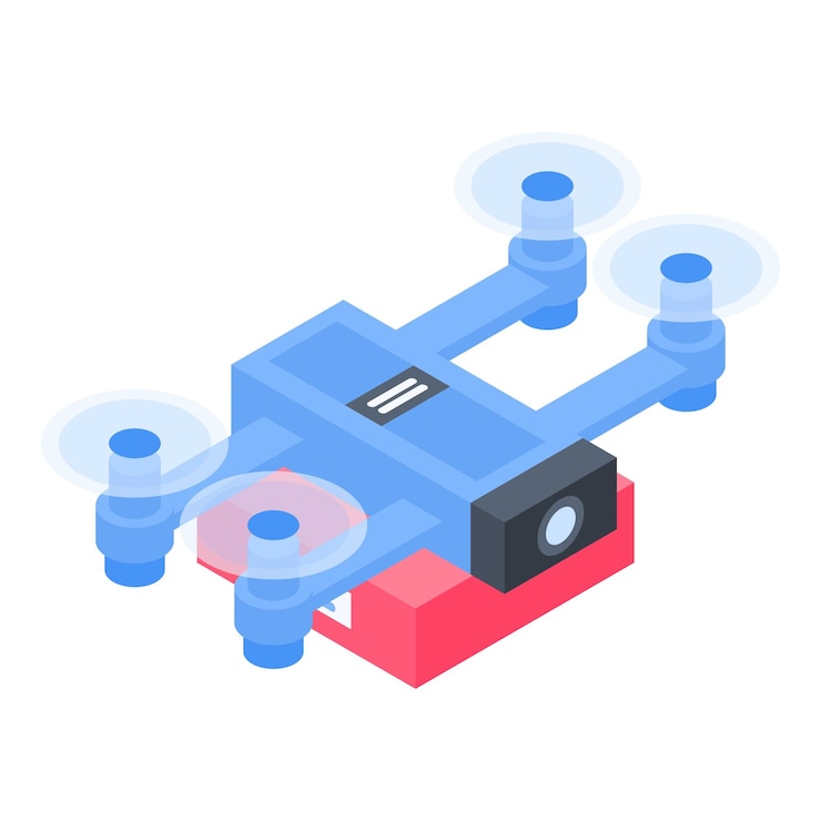 Vector blue drone delivery icon isometric of blue drone delivery vector icon for web design isolated on white background